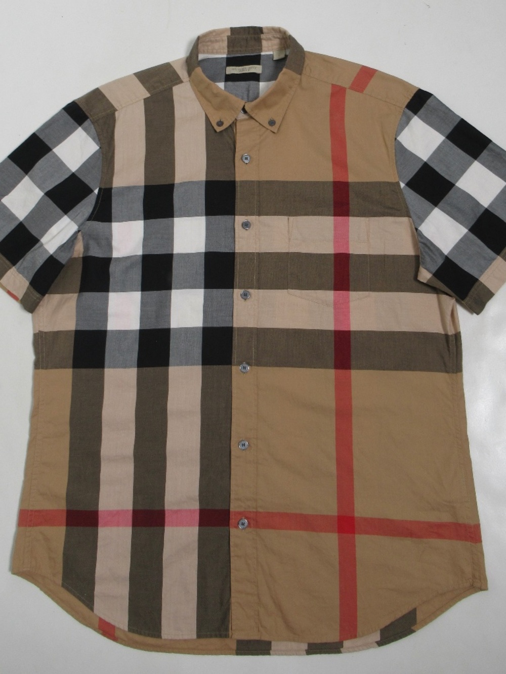 Burberry Brit Men's Check Cotton Short Sleeve Shirt Archive Beige Size L